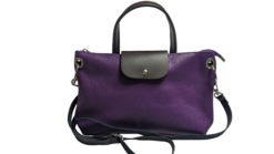 Italian Leather Cross Body Clutch Handbag Lungo Purple
