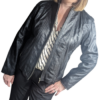 Vintage Look Genuine Soft Ladies Leather Jacket With Stand Up Collar Swolit Black