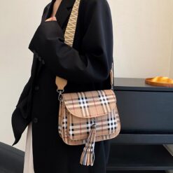 Alternative view of Blueberry Vegan Cross Body Bag Saddle Style With All Over print And Tassel Stud Detail