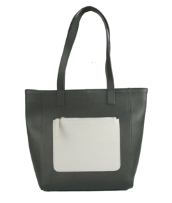High Quality Leather Tote Bag Shoulder Bag Black Charcoal White