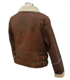 Alternative view of Ella Cropped Sheepskin Flying Jacket Forest Brown