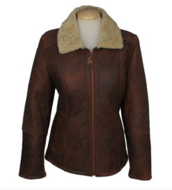 Hillary Aviator Sheepskin Coat Dark Forest Brown