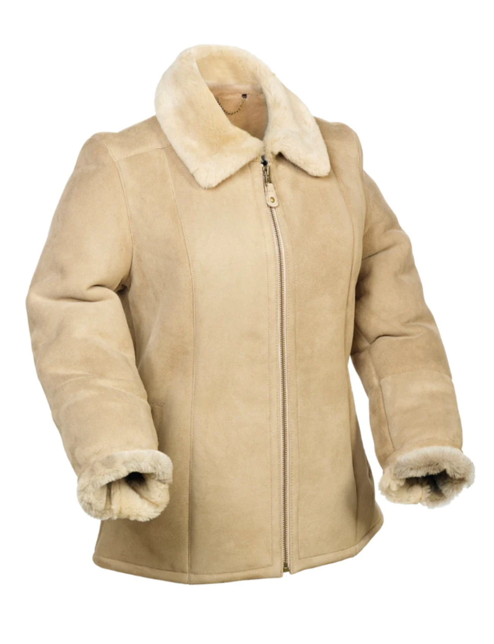 Hillary Aviator Sheepskin Coat Mushroom