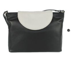 High Quality Leather Cross body Bag Shoulder Bag Vera Black & Pale Grey