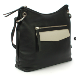Alternative view of High Quality Genuine Leather Shoulder or Crossbody Bag, Denise Black & Stone