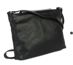 Alternative view of High Quality Leather Cross body Bag Shoulder Bag Vera Black & Pale Grey