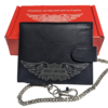 Genuine Leather Harley Davidson Wings Wallet with RFID, Safety Chain Gift boxed Last Few