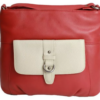 High Quality Genuine Soft Leather Large Shoulder Bag, Red & Stone Clearance
