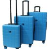 Full Set of 3 Lightweight Hard shell ABS suitcase 360 degree spinning wheels Luggage Blue