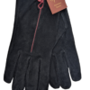 Women's Luxury Genuine Suede Leather Gloves with Button Detailing- Black - Gift Boxed