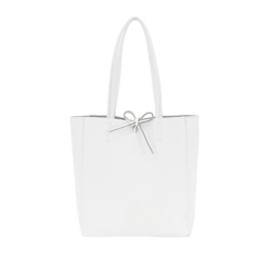Italian Leather Small Shopper Bag Snow White