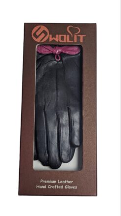 Alternative view of Womens Luxury Genuine so soft Leather Gloves Small bow Detailing- Black - Gift Boxed Last Few