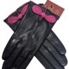 Womens Luxury Genuine so soft Leather Gloves Small bow Detailing- Black - Gift Boxed Last Few