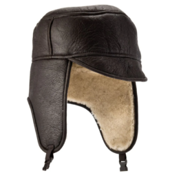 High Quality Harrison Sheepskin Flying Hat with Aviator Finish- Medium Last Few