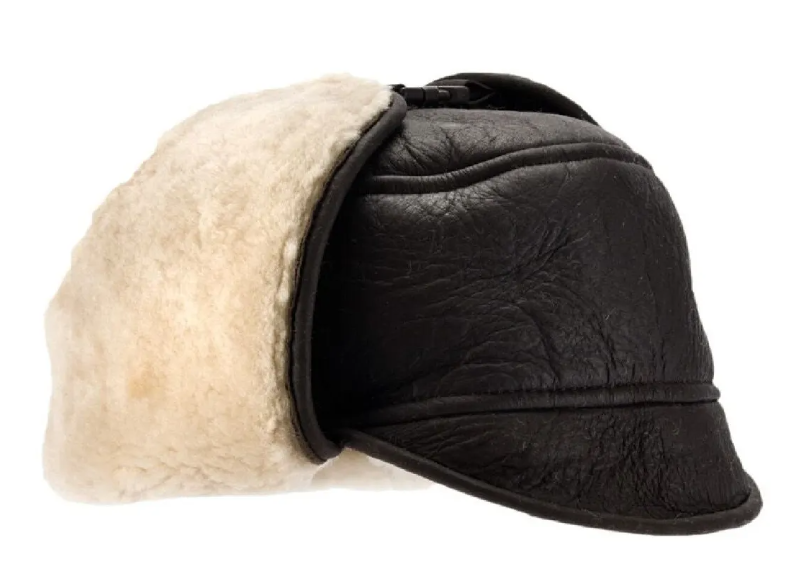 High Quality Harrison Sheepskin Flying Hat with Aviator Finish- Medium Last Few - Image 2