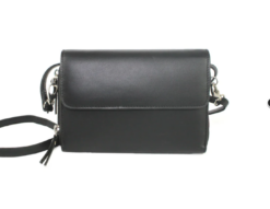 Genuine Leather Black Cross body Bag double compartment