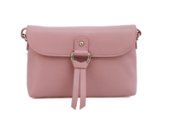 Small Leather Cross body handbag with ring tassel detail Blush Pink