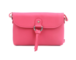 Small Leather Cross body handbag with ring tassel detail Rose Pink