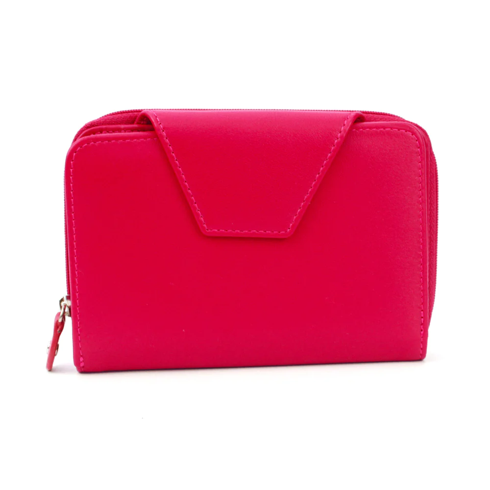 Genuine Soft Leather Purse RFID protection Hot Pink
