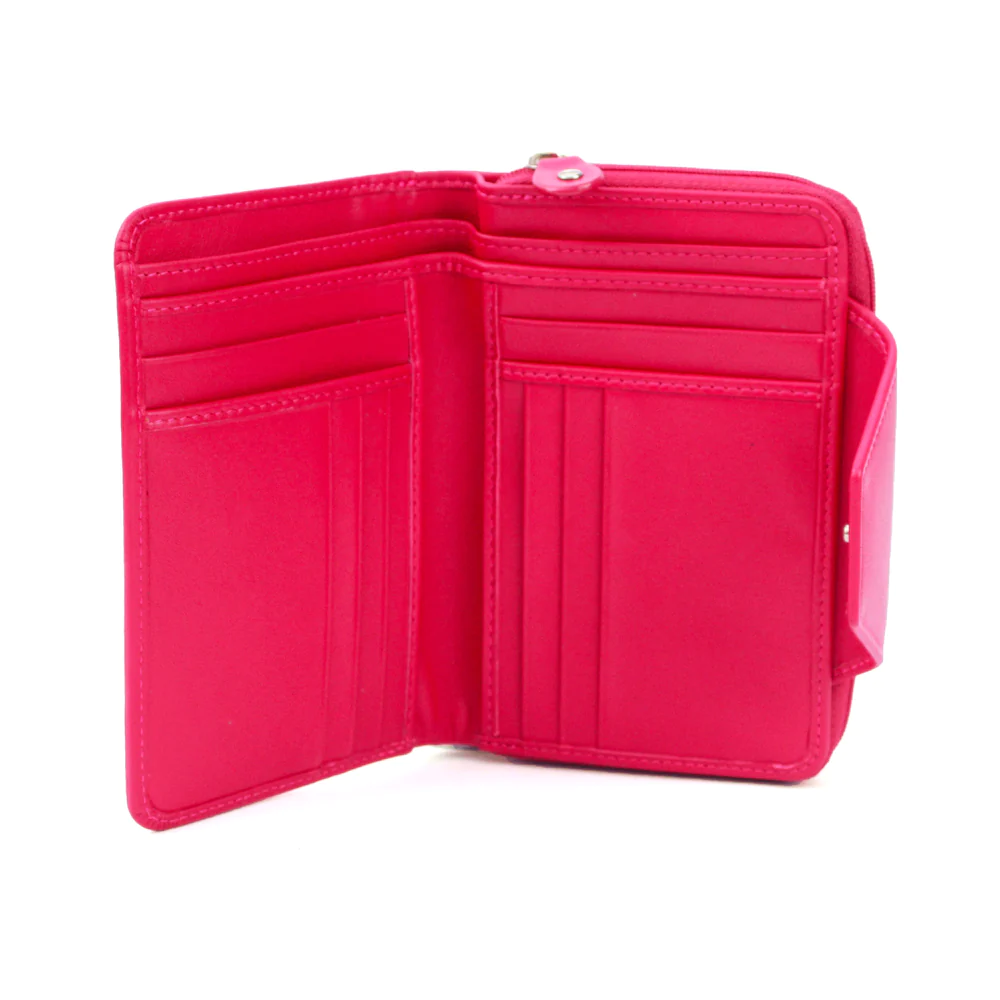 Genuine Soft Leather Purse RFID protection Hot Pink - Image 2
