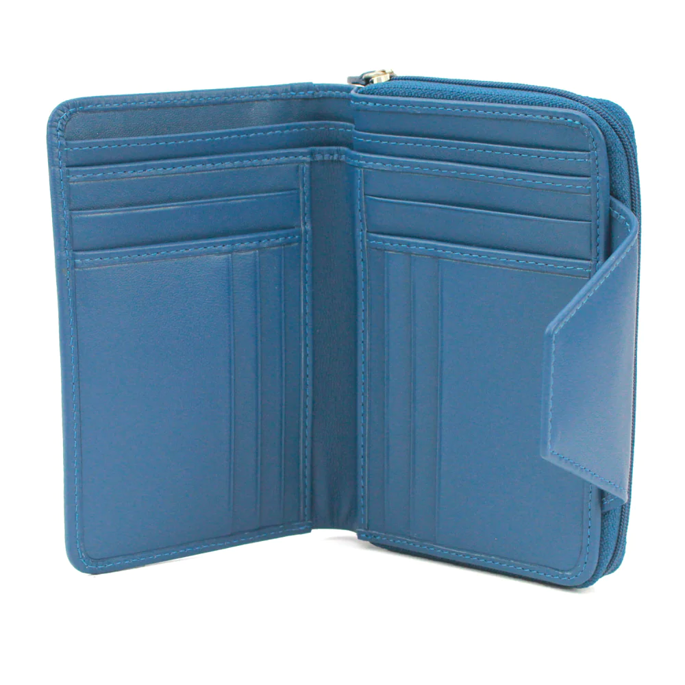 Genuine Soft Leather Purse RFID protection Sapphire Blue - Image 2