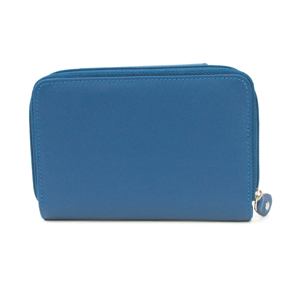 Genuine Soft Leather Purse RFID protection Sapphire Blue - Image 3