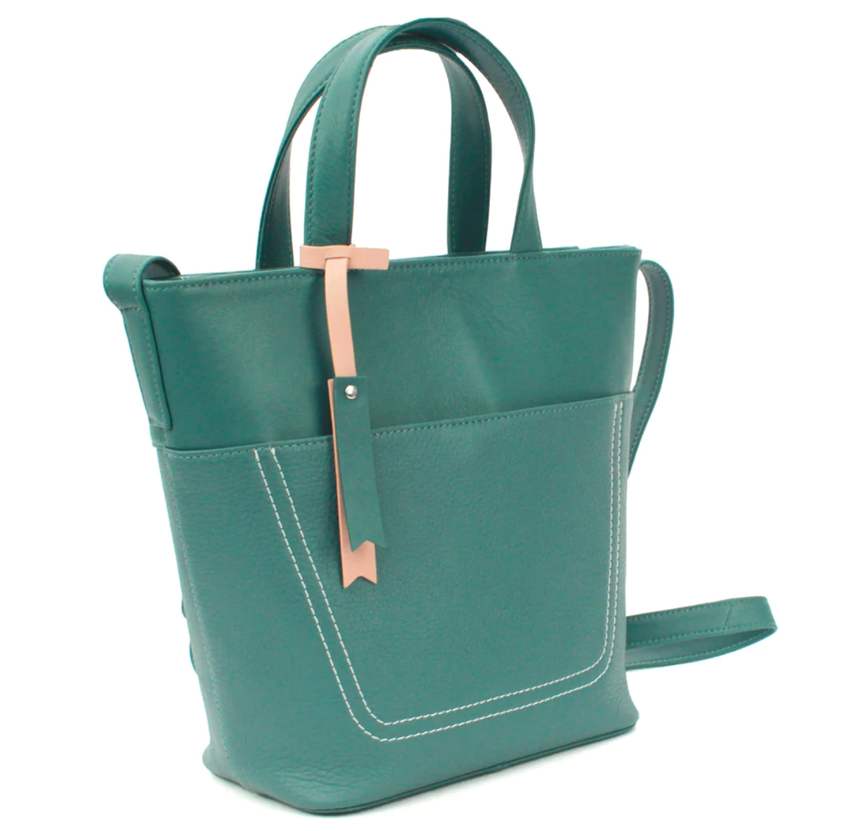 Genuine Soft Leather Aqua Shoulder Handbag - Image 2