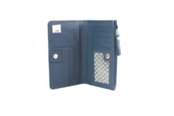 Alternative view of Genuine Full Grain Leather Purse RFID With Ring Detail Ink Blue
