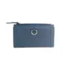 Genuine Full Grain Leather Purse RFID With Ring Detail Ink Blue