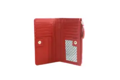 Alternative view of Genuine Full Grain Leather Purse RFID With Ring Detail Red