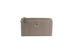 Genuine Full Grain Leather Purse RFID With Ring Detail Taupe