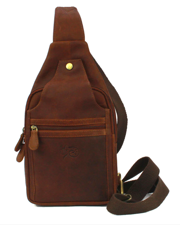 Premium Leather Chest Bag/ Cross Body with distressed leather finish. - Image 5
