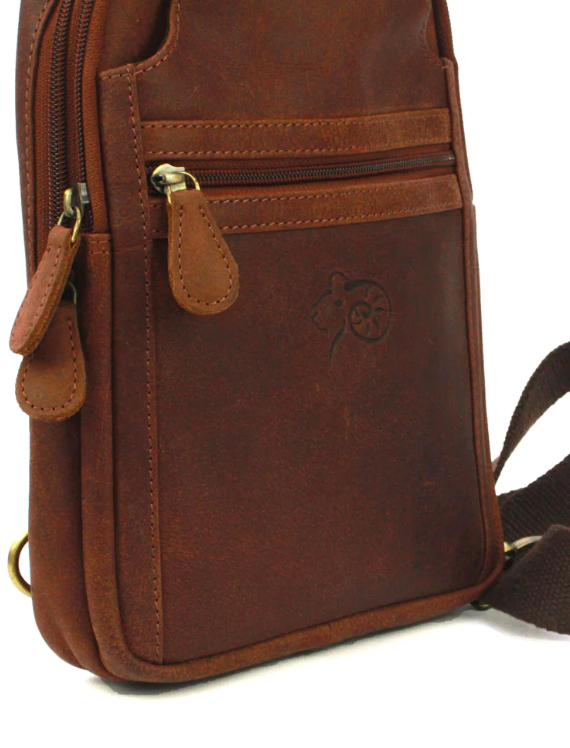 Premium Leather Chest Bag/ Cross Body with distressed leather finish. - Image 3