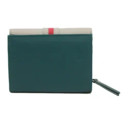 Alternative view of Genuine Soft Leather Purse RFID protection With Contrast colour panel and stripe detail Teal & Ivory