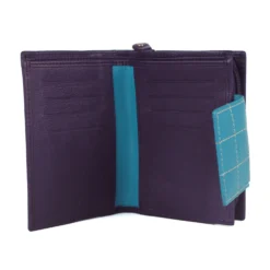 Alternative view of Genuine Soft Leather Purse RFID protection Small Purple & Turquoise
