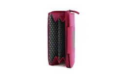 Alternative view of Genuine Soft Leather Purse RFID protection Tab Detail Pink & Grey