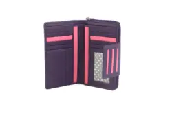 Alternative view of Genuine Soft Leather Purse RFID protection Tab Detail Pink & Purple