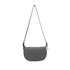 Italian Designer Leather Round Shoulder Bag Dark Grey