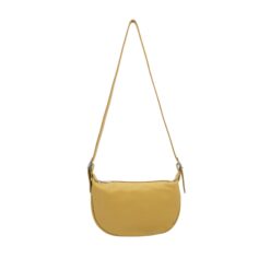 Italian Designer Leather Round Shoulder Bag Mustard
