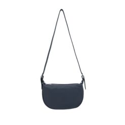 Italian Designer Leather Round Shoulder Bag Navy