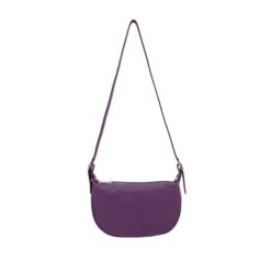 Italian Designer Leather Round Shoulder Bag Purple