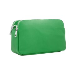 Italian Designer Leather Rectangular Triple Compartment Crossbody Bright Green
