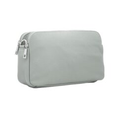 Italian Designer Leather Rectangular Triple Compartment Crossbody Pale Grey