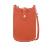 Italian Leather Phone Crossbody with Double Hem Dark Orange