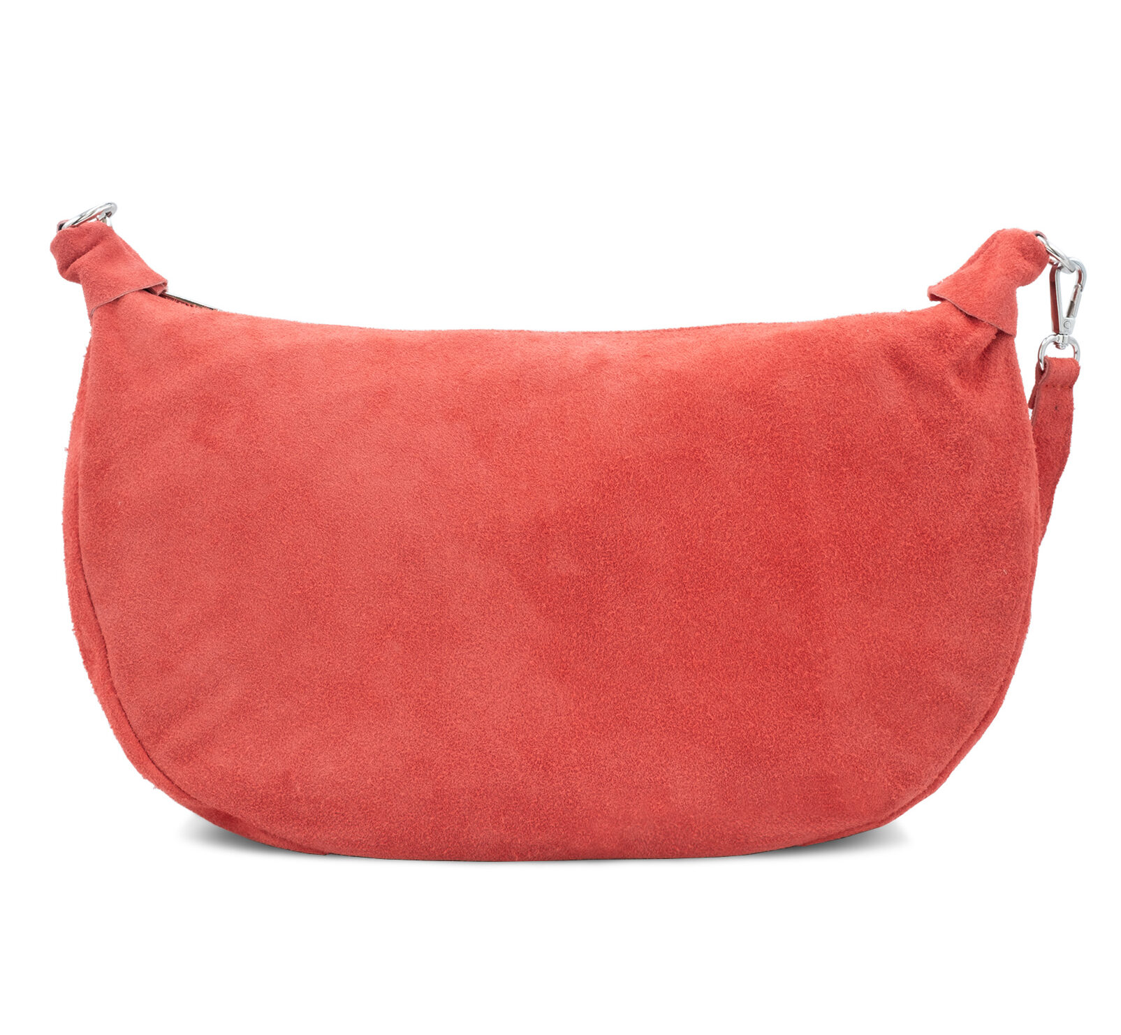 Italian Suede Leather Oversized Large Half Moon Bag Coral