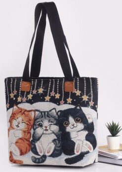 Trio of Kittens Tapestry Tote Style Bag