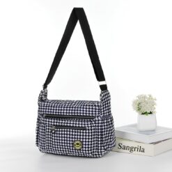 Dog Tooth Check All over Print Large Satchel Cross Body