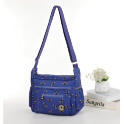 Blue Bees All over Print Large Satchel Cross Body