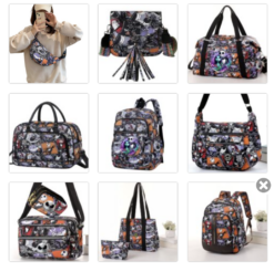 Nightmare Before Christmas MEGA 9 Item Bundle, Satchel, Sling Bag, Purse & Camera Crossbody, Tassel Bag, Backpack, Tote, Large holdall, Medium Holdall and small backpack