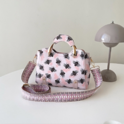Pink Bees Bundle Crossbody with Ring Handles & Matching Purse